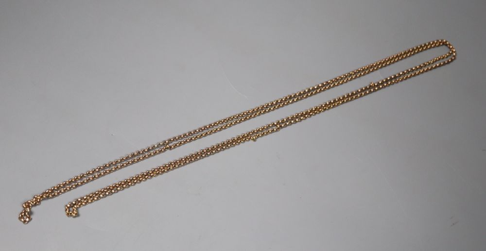 An Edwardian 9ct guard chain, 160cm,